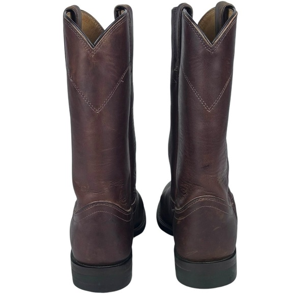 JUSTIN L 3408 ROPER COWHIDE LEATHER BROWN BARN CLASSIC COWBOY WORK BOOT - Picture 5 of 13